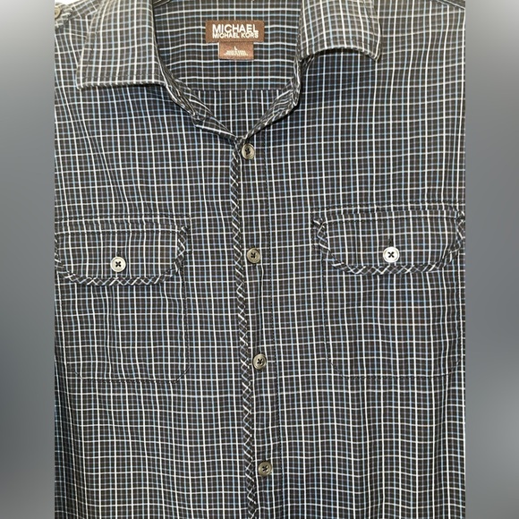 MICHAEL KORS plaid long sleeves Dress Shirt Men Large - Picture 4 of 13